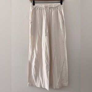PARACHUTE cream ivory organic cotton knit elastic waist wide leg pants XS